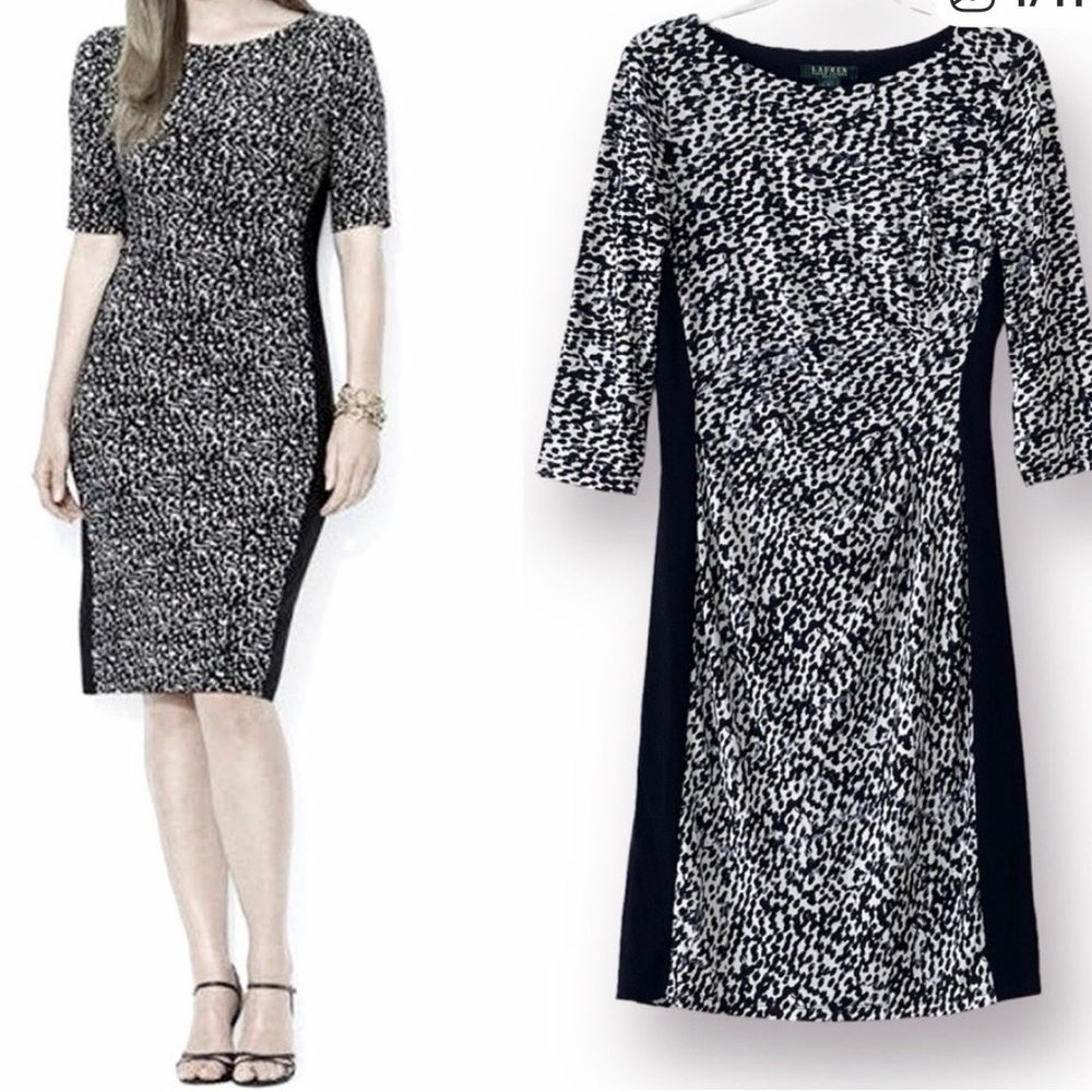 Lauren Ralph Lauren Gray Sheath Dress with Black Side Panels